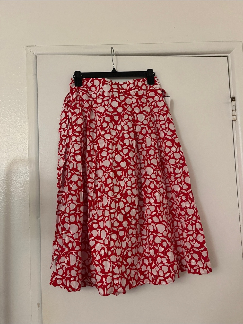 Talbots Red and White Floral A-Line Skirt